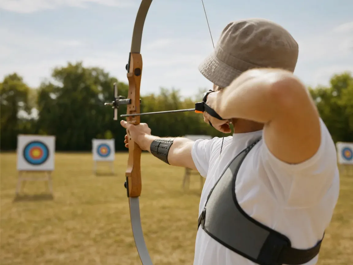 Archer gaucher qui tend un arc pour gaucher