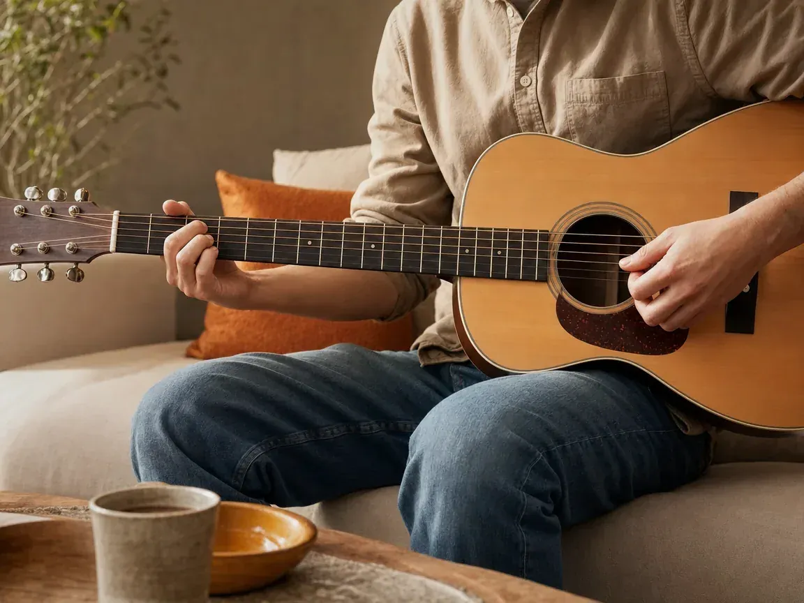 Guitare pour gaucher tenue par un guitariste gaucher