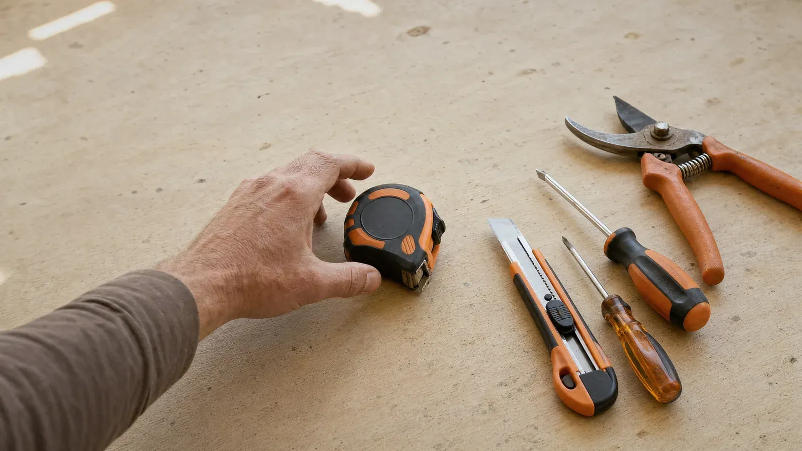Outils d'atelier pour gaucher sur un établi