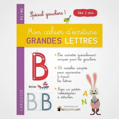 Mon cahier d'écriture grandes lettres, livre gaucher